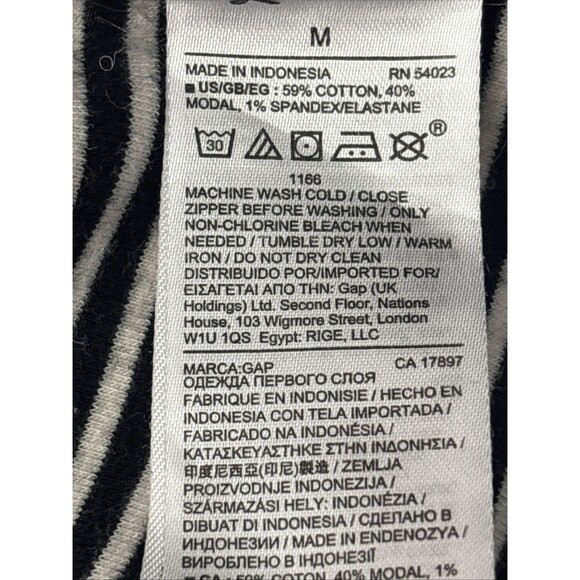 Gap Women’s Black/White Striped Blouse top cropped with Back Zip modal sz M - Picture 10 of 11